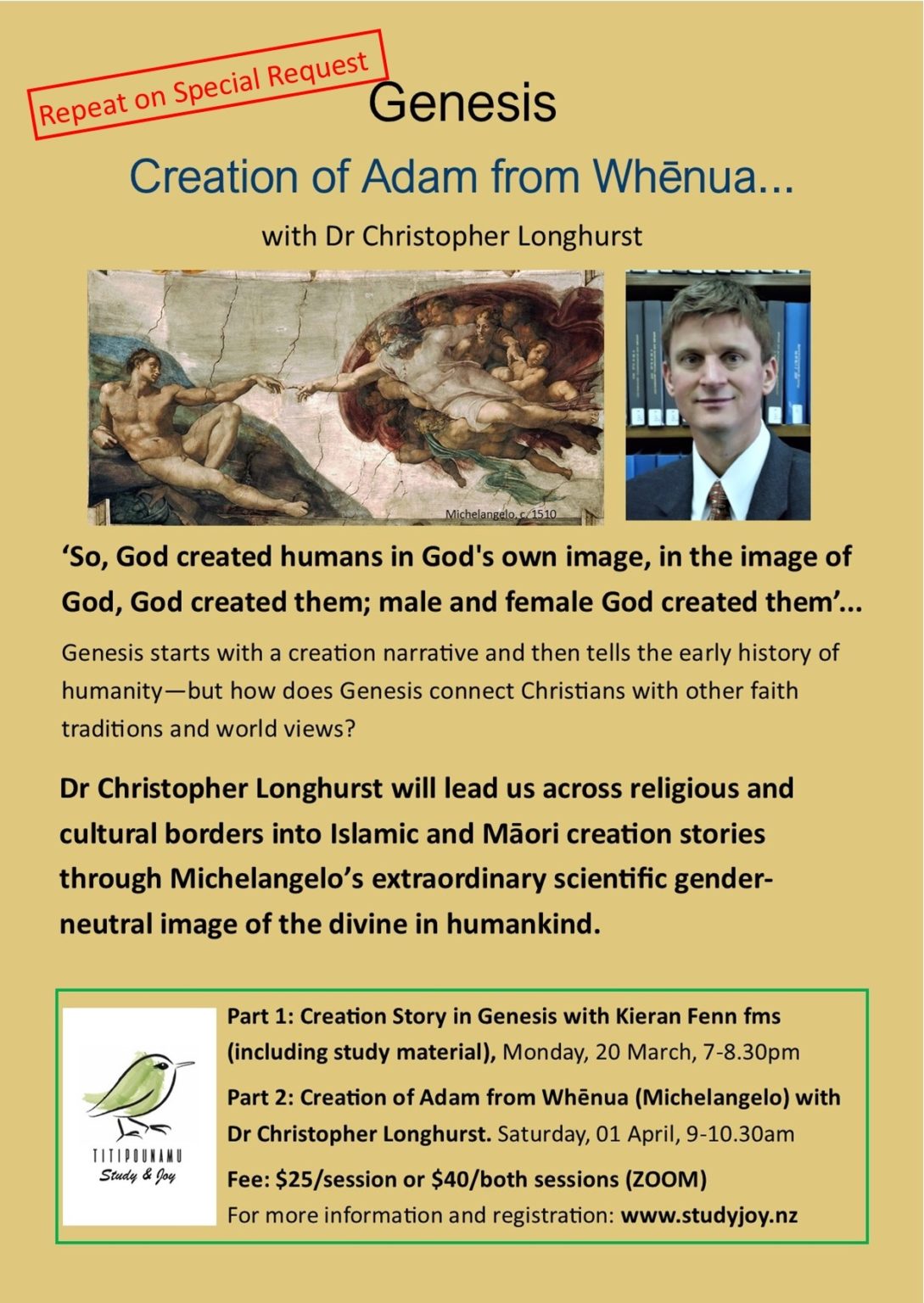 Creation of Adam from Whēnua… – Titipounamu – Study & Joy
